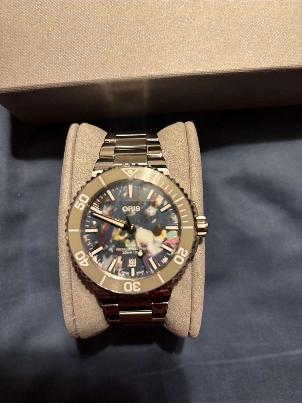 Oris Stainless Steel Watch with Multicolor Mother-of-Pearl Dial